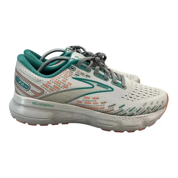 Brooks Glycerin 20 Womens Running Shoes Cushion Breathable White Blue